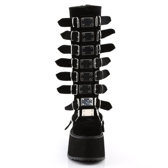 Gothic Velvet Platform Knee High Boots - Picture 3 of 5